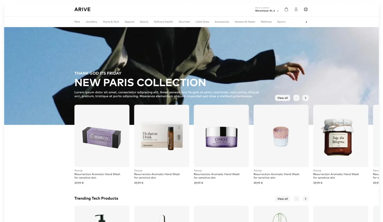 Arive deals and promo page, modular banner system with hero + inline slots, brand-respecting visuals