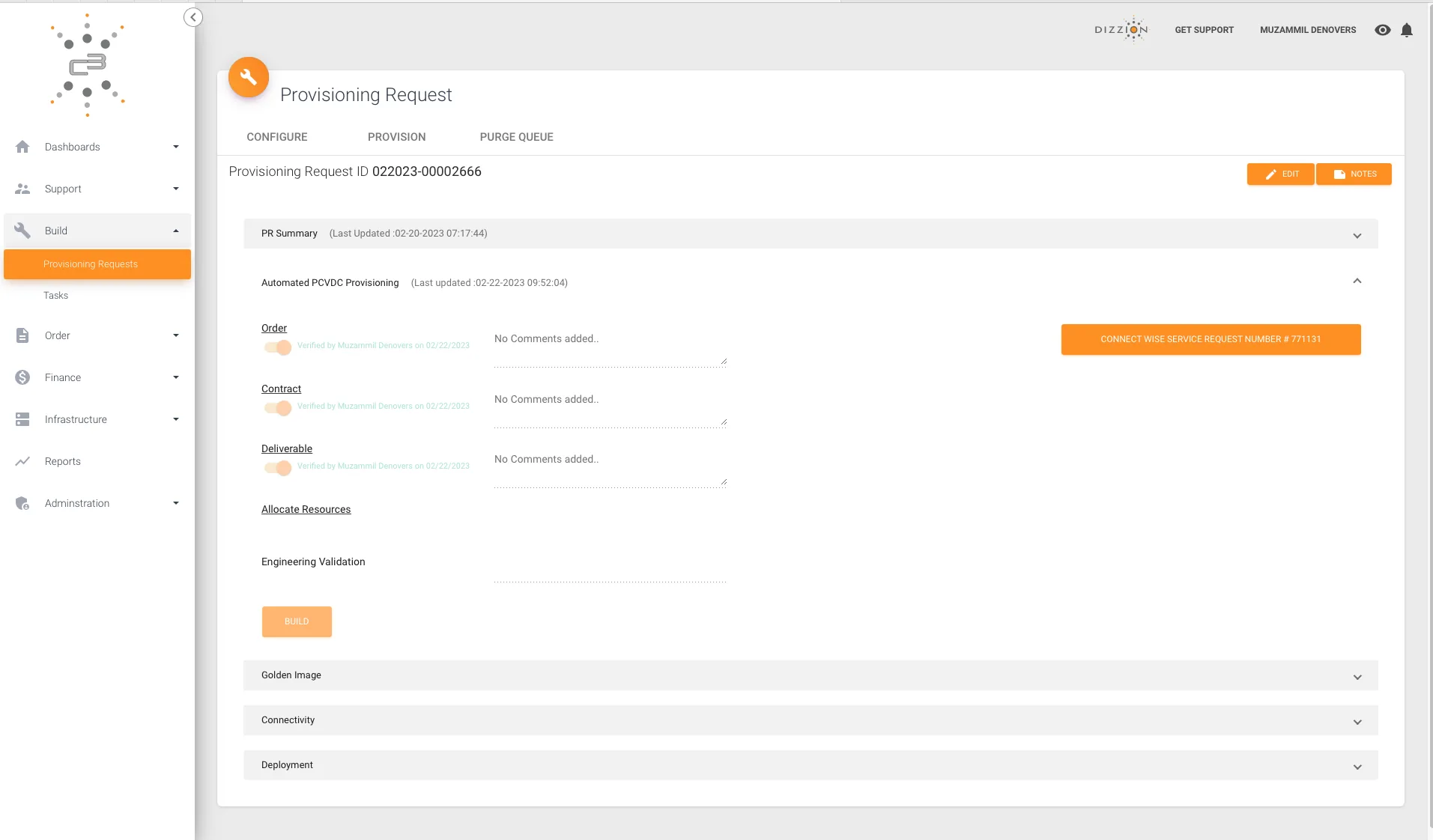 Before · Provisioning Request page with six shades of orange and no visual hierarchy