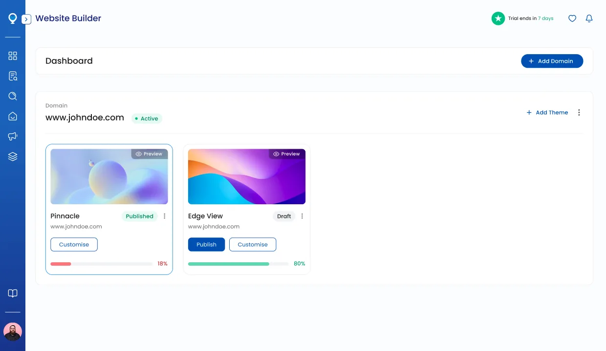 Mashvisor agent website builder, stepper flow with live preview and portfolio sync from the user's Mashvisor account